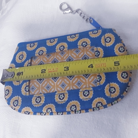 Vera Bradley Blue and Yellow Patterned ID  Case In Blue and Yellow Change Wallet - Picture 3 of 6